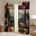 thumbnail image 2 of Feelyou Farmhouse Bear Men Blackout Curtains Set of 2 (52x84 Each), Reindeer Moose Elk Window Curtains, Vintage Western Patchwork Curtains and Drapes, Blackout Curtains Room Decor, 2 of 6
