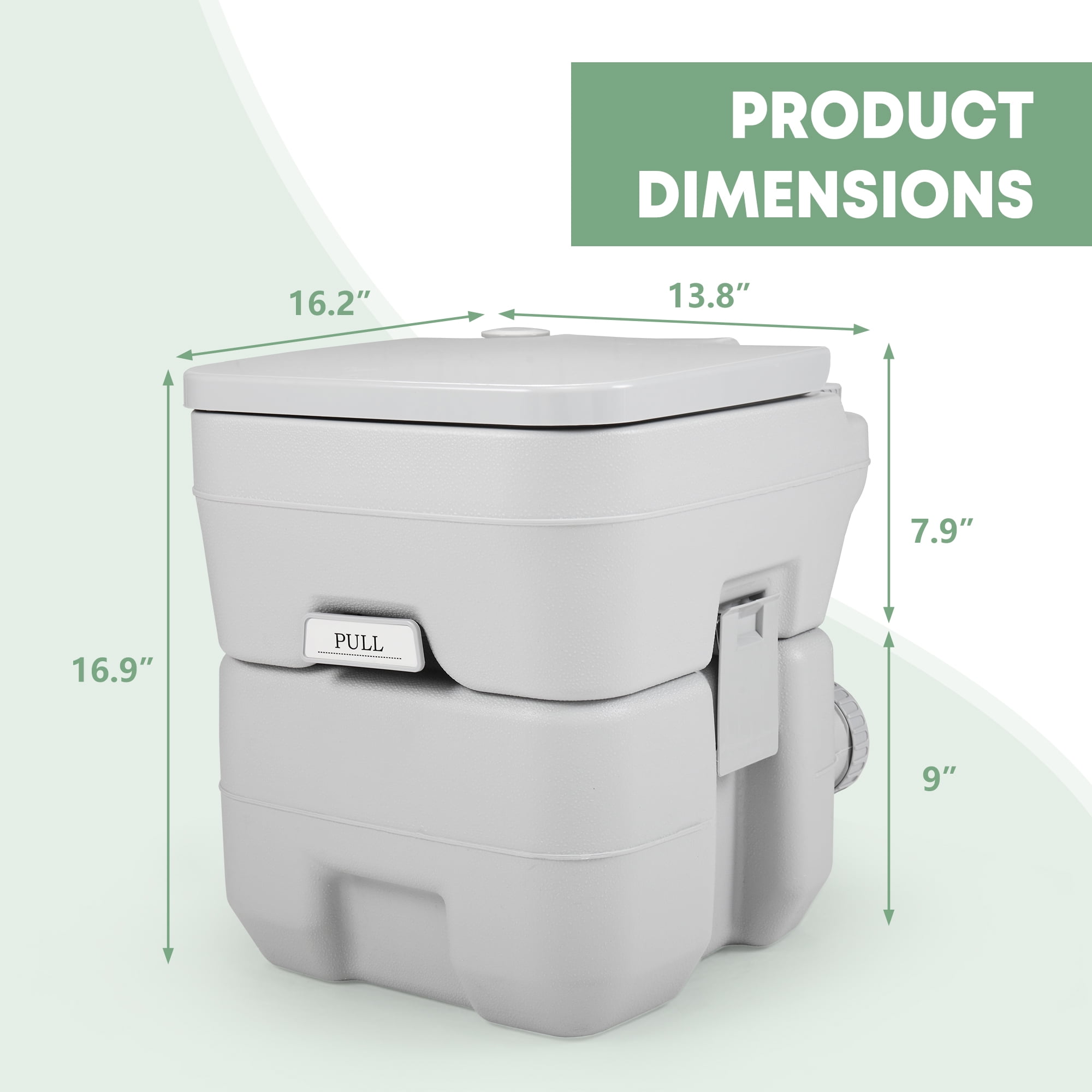 JAXPETY Portable Push-rod Toilet, 20L/5.28 Gallon Outdoor Commode with Detachable Tank for Camping, Boating, Hiking and Traveling, Cold Gray