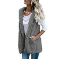 thumbnail image 4 of Baberdicy Women's Sleeveless Plush Vest, Winter Warm Fleece Tank Jacket for Casual Layering , Hooded Fleece Vest, Sleeveless Teddy Coat, Winter Warmth Layer Grey L, 4 of 5