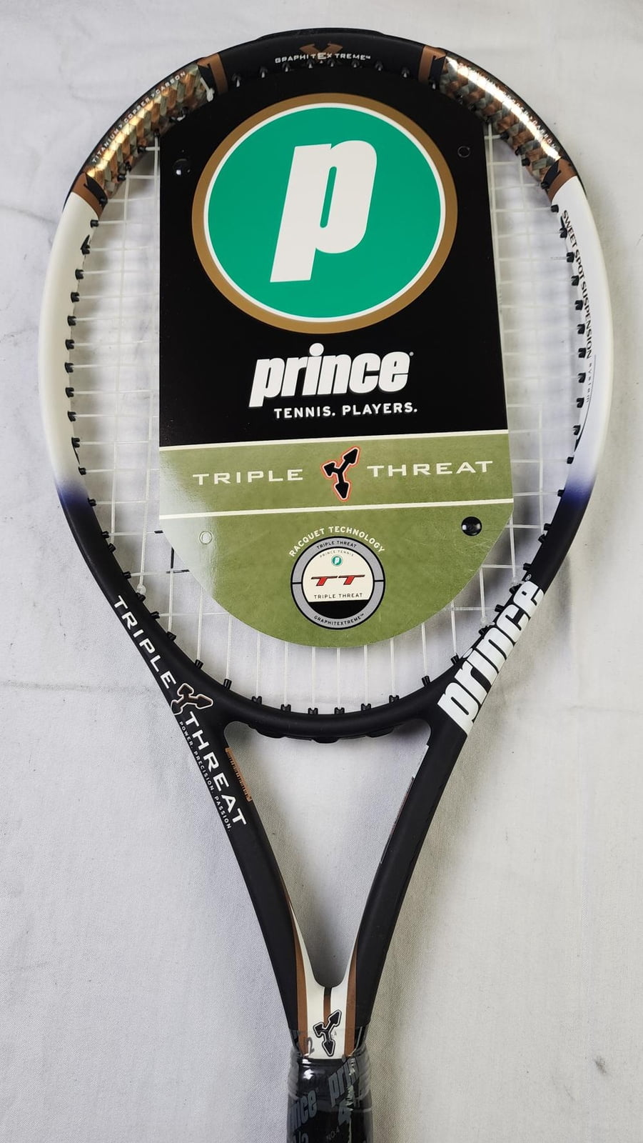Prince Triple Threat Tennis Racket (TC68B) - 4 1/2 in, Strung, OS, Vintage