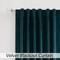 thumbnail image 3 of Uptown Home Teal Green Velvet Blackout Window Curtain Panels for Bedroom/Living Room/Office Velour Geometric Embossed Trellis Drapes, Back Tab/Rod Pocket, 52"x95"x2, 3 of 6
