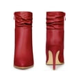 thumbnail image 2 of BLISSFUL STEP Women's relaxed Side Zip Stiletto Heel Ankle Boots Red 9, 2 of 7