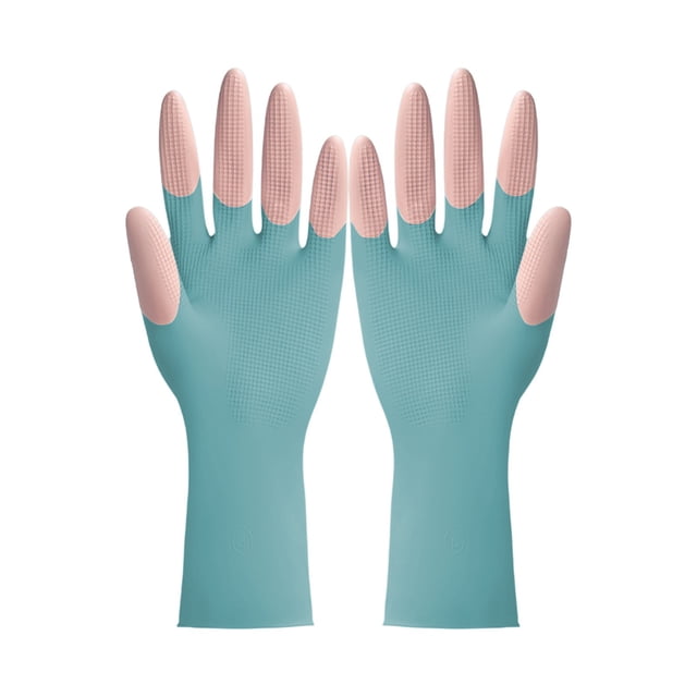 Leodye 2PCS Kitchen Emulsion Dishwashing Gloves - Durable Rubber Waterproof Gloves, Protective for Housework & Laundry