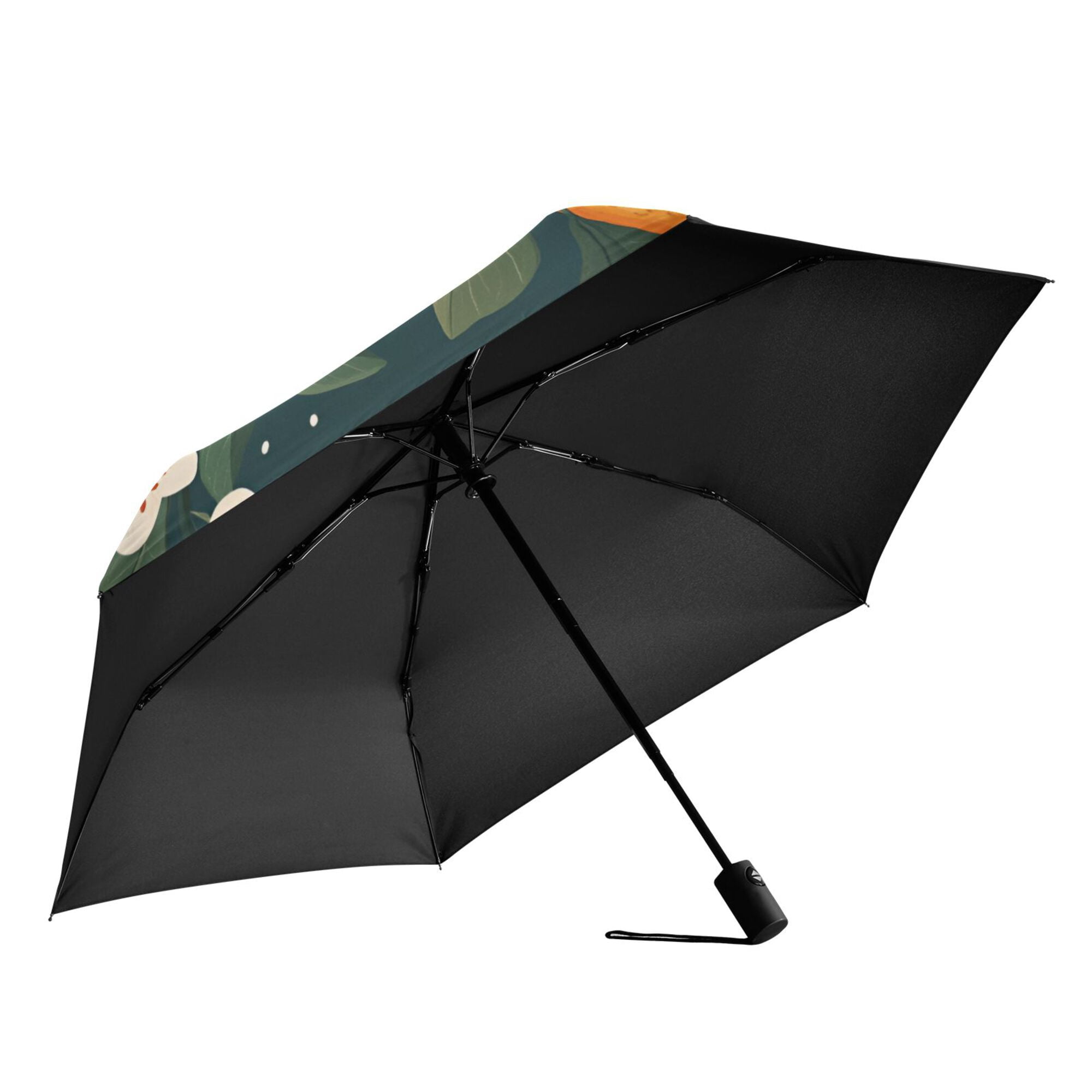 FORMRS Travel Umbrella Folding Auto Open Close Windproof Rain UV Protection, Blue Floral Oranges
