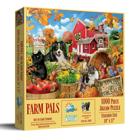 SUNSOUT INC - Farm Pals - 1000 pc Jigsaw Puzzle by Artist: Lori Schory - Finished Size 20" x 27" - MPN# 34802