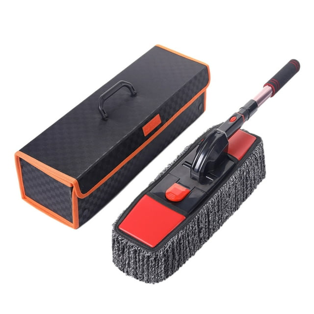 C Brush With Storage Box Car Cleaning Tool Dust Removal Soft Bristle For Vehicle Washing And Interior Detailing