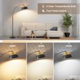 thumbnail image 4 of NATYSWAN 71" Arc Floor Lamps for Living Room, Modern Standing Lamp with Adjustable Hanging Metal Hollow Shade, Tall Pole Lamp with Foot Switch, Over Couch Arched Reading Light for Bedroom, Office, 4 of 7