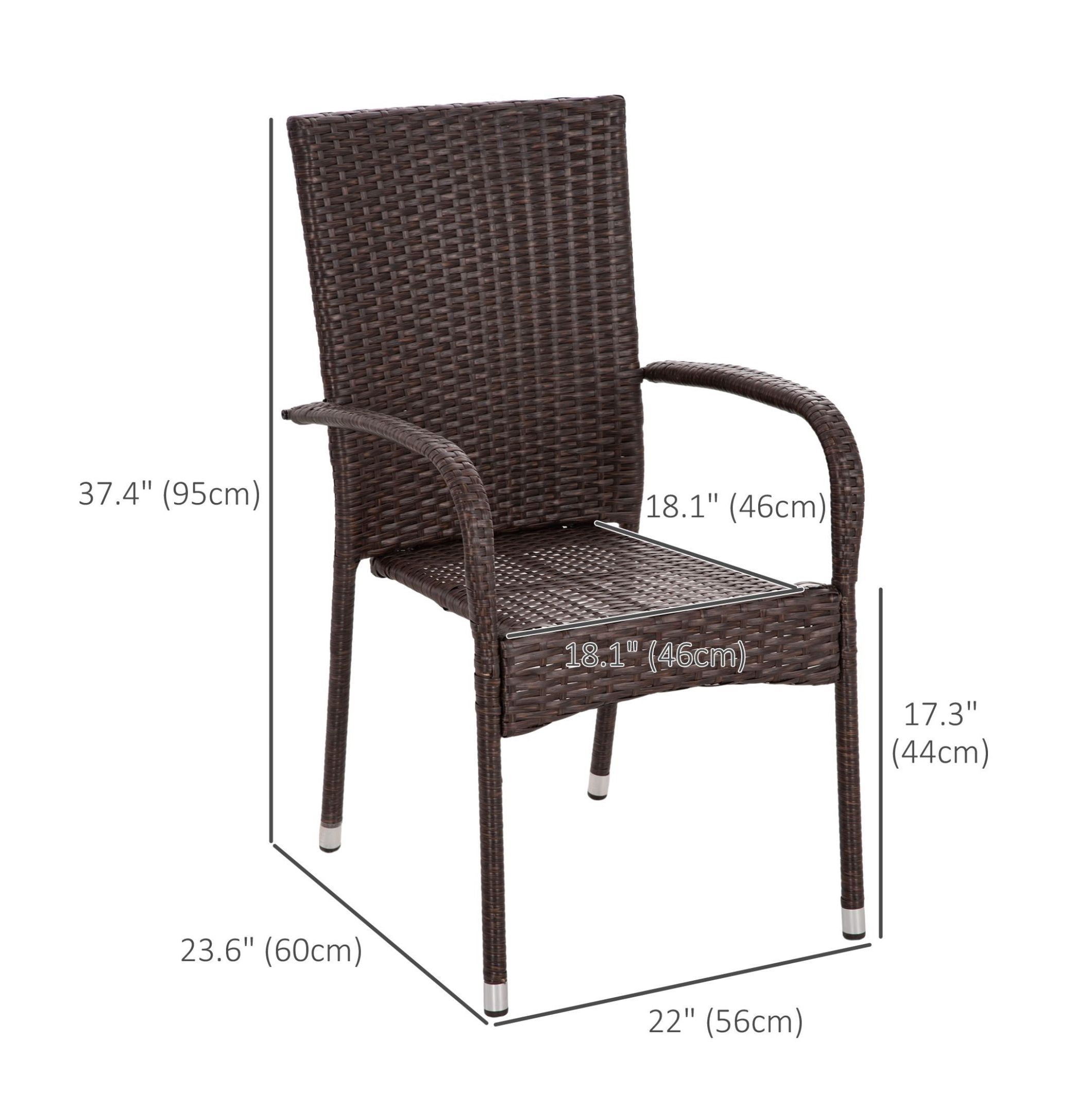 Blue Wicker Patio Chairs - Stackable Outdoor Dining Chairs with Cushions (2-Pack)