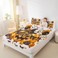 thumbnail image 4 of jejeloiu Halloween Spooky Pumpkin Twin Sheet Sets,Purple Kawaii Bowtie Twin Fitted Sheet,Happy Halloween Bats Flat Sheet For Child,Ultra Soft Bedroom Decorative,3-Piece, 4 of 7