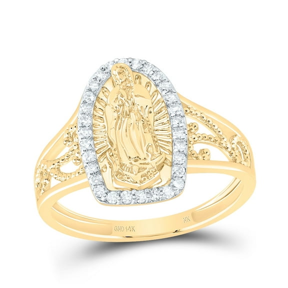 14kt Yellow Gold 1/5 Cttw Diamond Fashion Virgin Mother Mary Wedding Engagement Anniversary Ladies Ring, Women Size: 5-9