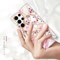 thumbnail image 3 of Case Compabible with Samsung Galaxy S22 Ultra 6.8" 2022, Hard PC Back & TPU Bumper 360° Ratating Metal Ring [Kickstand] Shockproof & Anti-scratch Luxury Fashion Pattern Case, Flower, 3 of 7