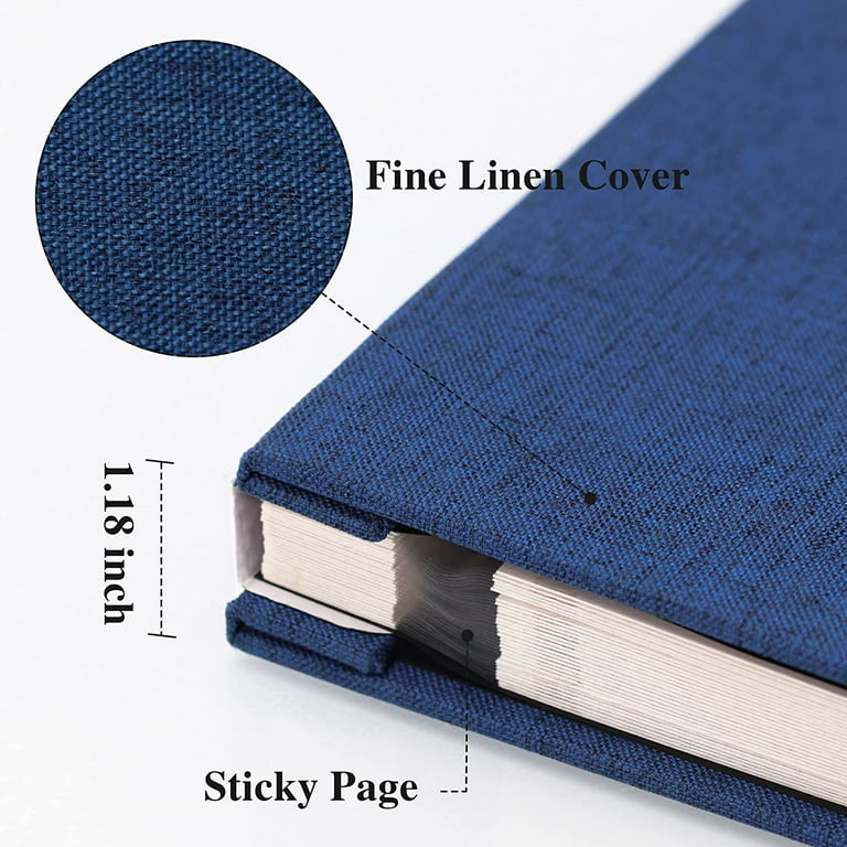  LOVEER Photo Album Self Adhesive Scrapbook Album for 4x6 5x7  8x10 Pictures, Linen Cover with 40 Pages DIY Photo Book,Birthday Gifts for  Women Mom Family Baby Wedding Travel (11.5x10.6 60pages, Blue)