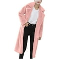 thumbnail image 2 of UTSJKR Women's Fuzzy Fleece Winter Jackets Faux Fur Lapel Coats Long Sleeve Button Down Open Front Casual Lapel Neck Thickened Fleece Coats Mid-Length Teddy Coats Pink S, 2 of 6