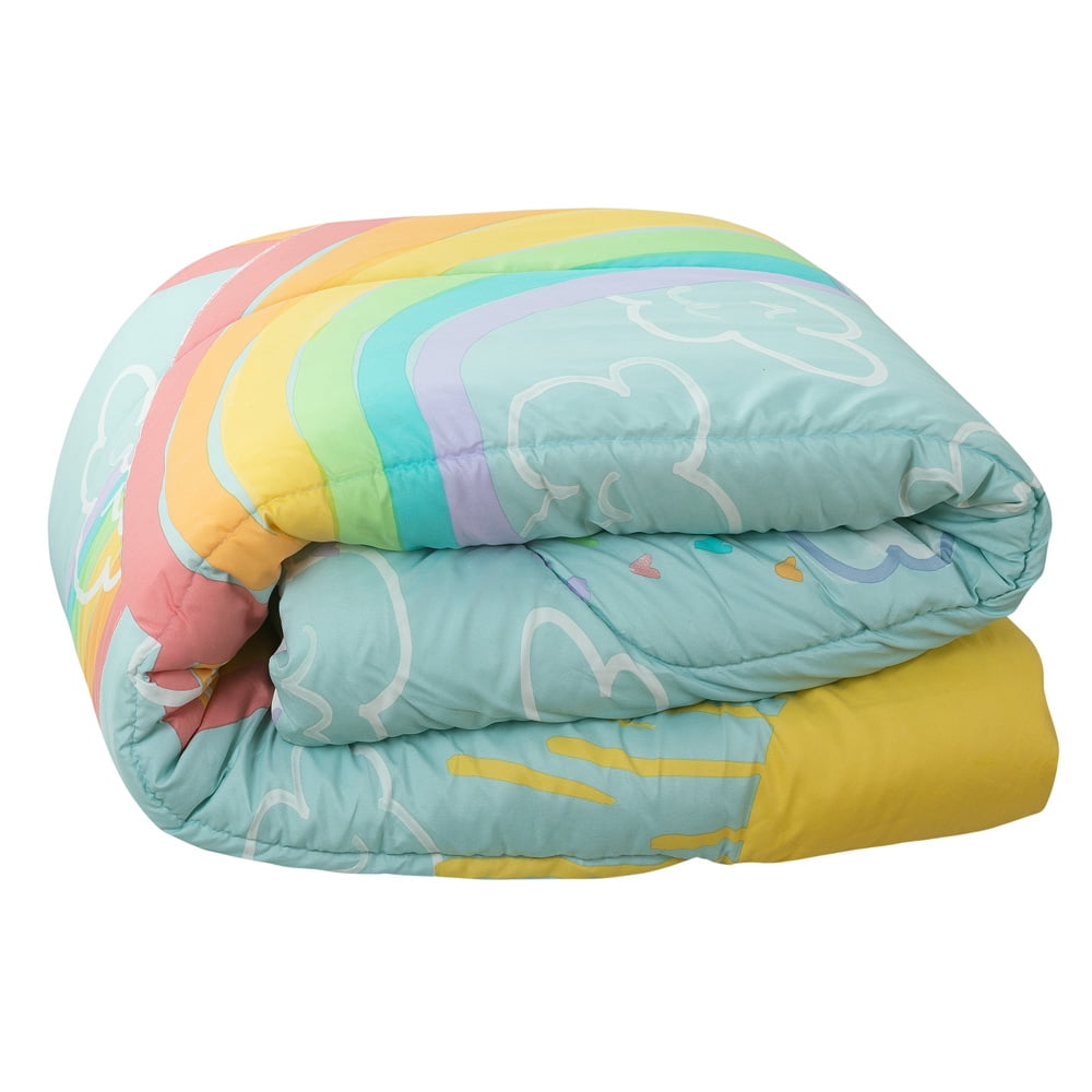 Full 7-Piece Comforter Set, Kidz Mix Rainbow Clouds Super Soft Bed in a Bag with Reversible Comforter and Sheet Set