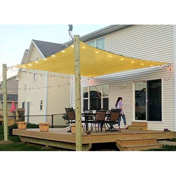 Patio Sun Shade Sail Canopy, 6' x 8' Rectangle Shade Cloth Outdoor Cover - UV Block Sunshade Fabric Awning Shelter for Pergola Bac