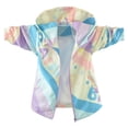 thumbnail image 1 of LYHaoo Girls Raincoat Lightweight Windbreaker Jacket With Colorful Rainbow Print Lettering Pattern For Autumn Outerwear Trendy Coat Purple Sizes 11-12 Years, 1 of 6