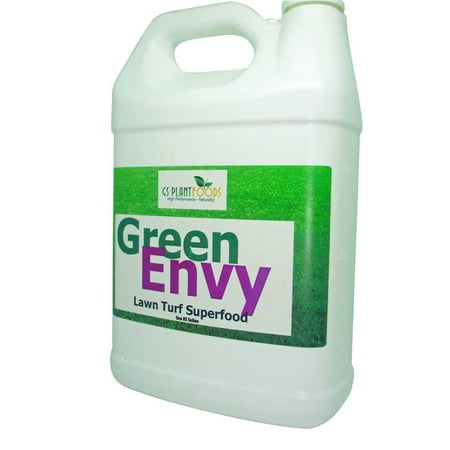 Green Envy - Lawn Turf Organic Grass Fertilizer Superfood, Works for Starter Lawns Winter / Early Spring for Outdoor Garden Super Food for Grass - 1 Gallon of