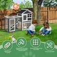 thumbnail image 4 of UBesGoo Fir Wood Rabbit Hutch with Lock,Outdoor Chicken Coop Indoor Bunny Cage with Ramp, Guinea Pig House Pet House with Pull Out Upper Tray, Grey, 4 of 10