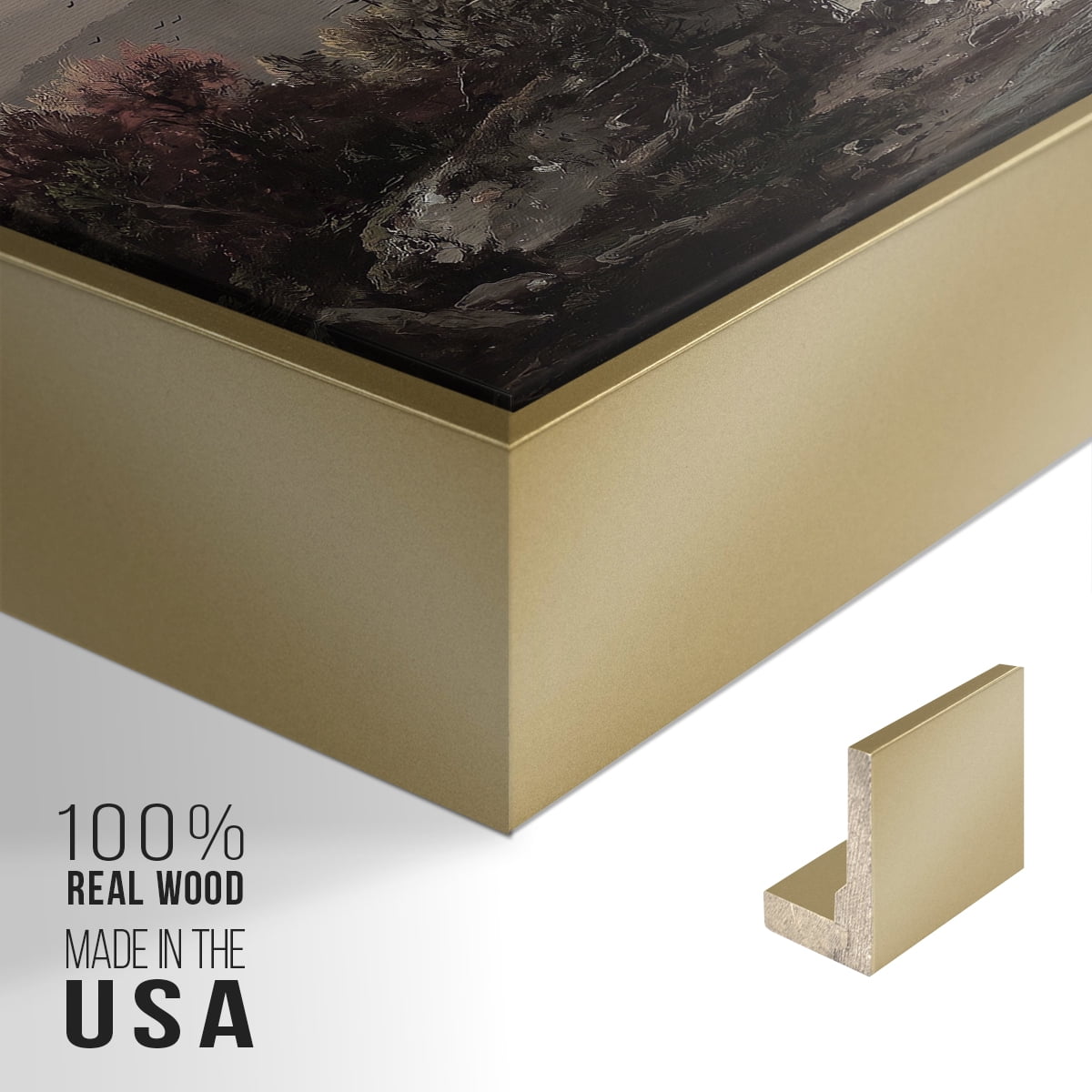 Vintage Landscape-CCCXXI By Wexford Home Framed in Gold Wood Gallery Wrapped Canvas 27 in. x 41 in.