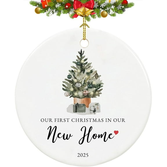 Our First Christmas in Our New Home Ornament 2025,Housewarming Gifts for New House, Ceramic Keepsake New Home Christmas Ornaments