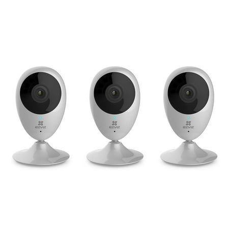 EZVIZ Mini O 720p HD Wi-Fi Smart Home Video Monitoring Security Camera,  Night Vision, Works with Alexa – Three