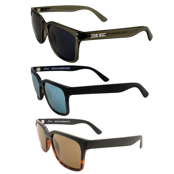 Epoch Eyewear Romeo Polarized Sport Motorcycle Sunglasses 3 Pair Gray & Black Frames w/Hydrophobic Smoke Lenses & Tortoise w/ Hydrophobic Brown Lens