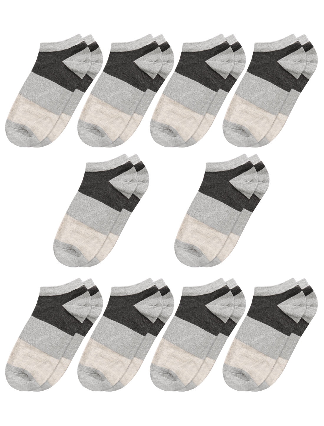 Men Low Cut Ankle Length Color Block Short Socks 10 Pairs Beige M ...