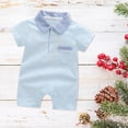 thumbnail image 2 of Baby Onesies Boy Newborn Baby Boy Summer Clothes Short Sleeve Lapel Jumpsuit Collar Romper Onesie Cute Infant Baby Boy Outfit, 2 of 9