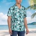 thumbnail image 3 of Sikiie Penguins Print Men's Hawaiian Shirt, Summer Beach Button Pocket Short Sleeve T-Shirt,Large, 3 of 7