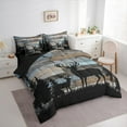 thumbnail image 3 of Manfei Rustic Deer Silhouette Bedding Comforter Set 7pcs, Teal Old Barn Door King Bedding Sets, Botanical Pine Tree Bed Sheets, Lightweight Room Decor, 3 of 8
