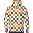 thumbnail image 7 of Fotbe Men's Hoodie with Floral Checkerboard Pattern - Kangaroo Pocket Pullover Hooded Sweatshirt, Perfect for Daily Wear, Travel, and Home-Large, 7 of 7