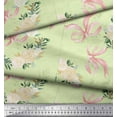 thumbnail image 2 of Soimoi Green Cotton Duck Fabric Ribbon & White Rose Wreath Floral Decor Fabric Printed Yard 44 Inch Wide, 2 of 3