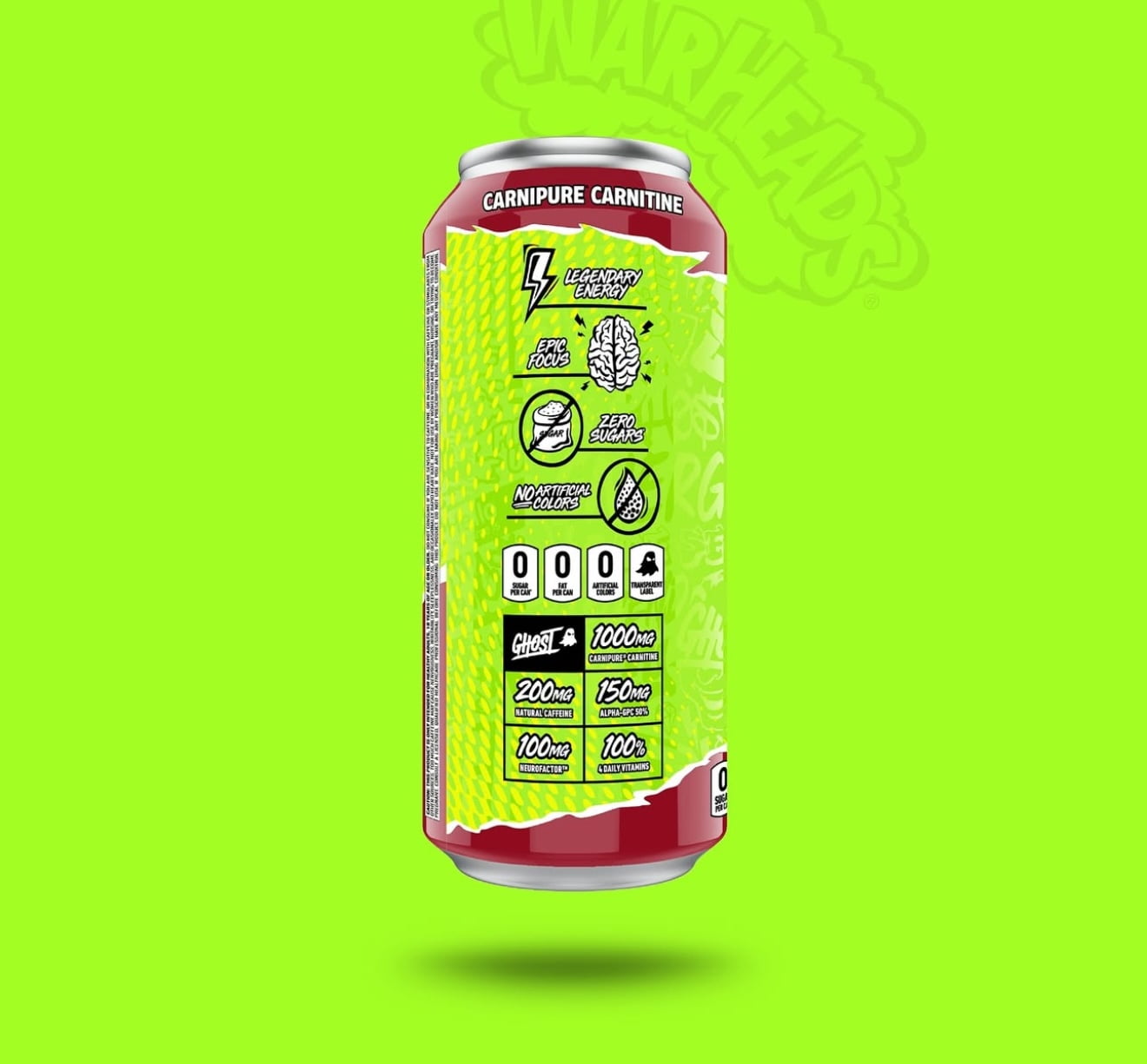 GHOST® ENERGY Zero Sugars Energy Drink, WARHEADS® Sour Black Cherry, 16 fl oz Can