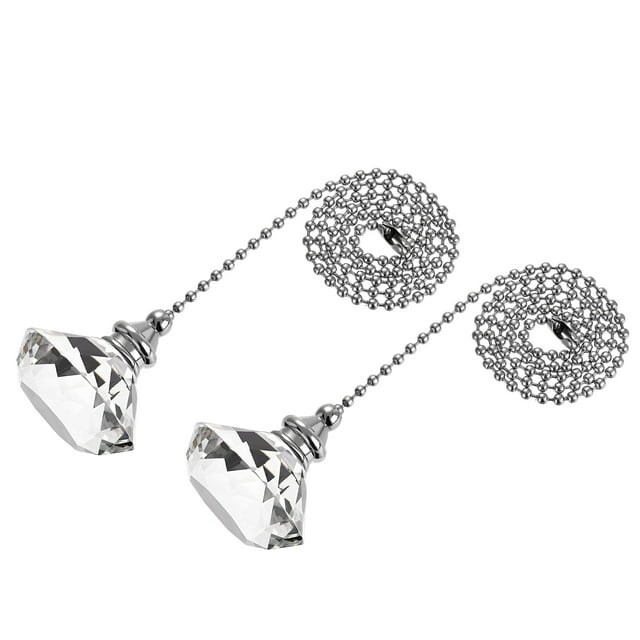Cadena de tirón para ventilador de techo Uxcell, cadena de cristal, extensión de colgante de diamante, 2 piezas, transparente