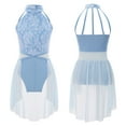 thumbnail image 4 of renvena Kids Girls Halter Lace Floral Irregular Chiffon Hem Leotard Dance Dress Size 6-16 A Light Blue 12, 4 of 7
