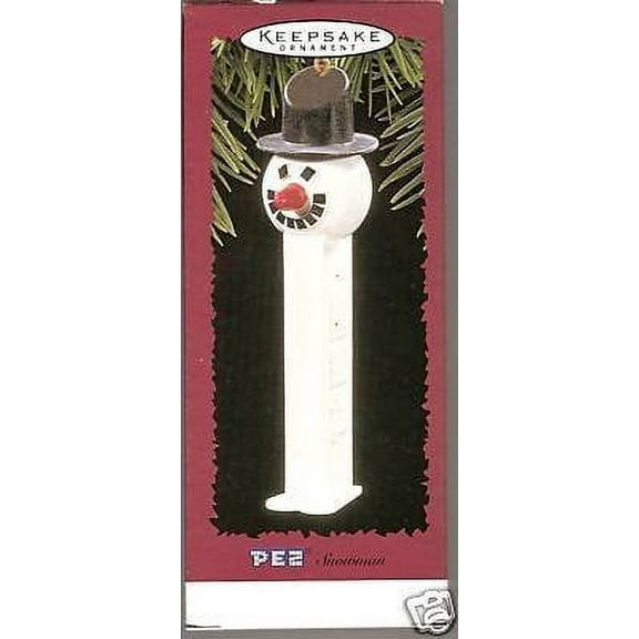 1 X Hallmark PEZ Snowman Christmas Ornament (1996) by Keepsake Ornament