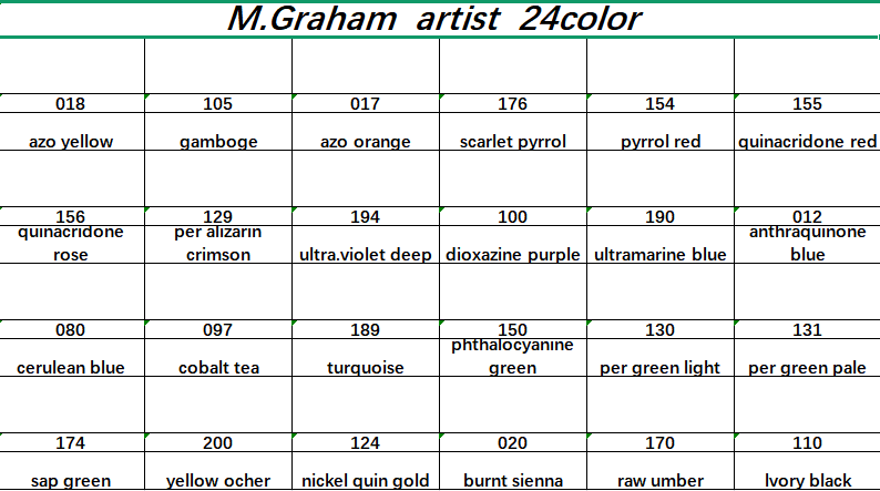 M.Graham Artists' Watercolor Paint  Handmade Watercolors  24color  1ml Premium Pigment Watercolour for Artists, Students, Hobbyists, Calligraphers