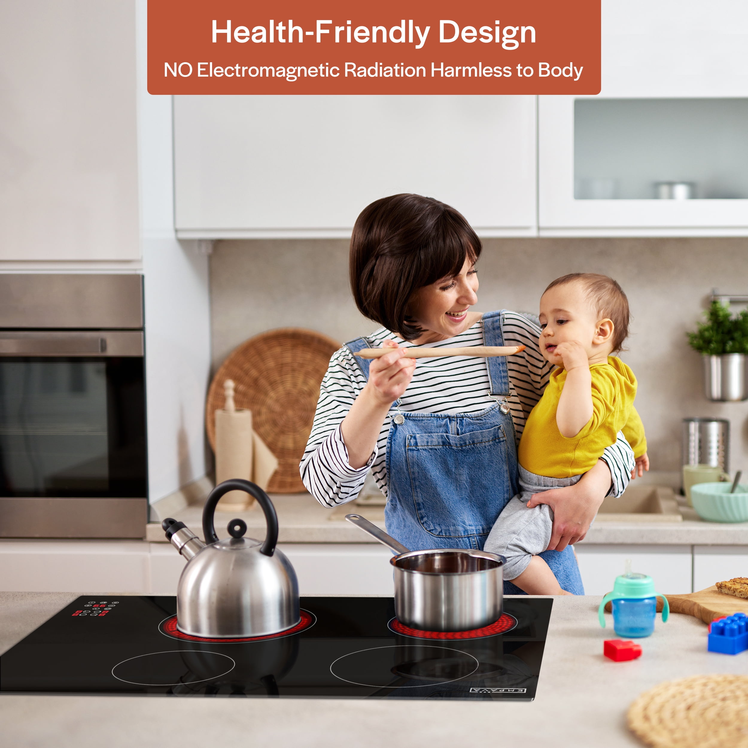 Built-In 30-in 4 Elements Smooth Surface (Radiant) Black Electric Cooktop Including Dual-Ring Element