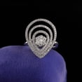 thumbnail image 3 of Oryn Jewelry 0.8 Ct Brilliant Round Cut Moissanite Ring - 14K White Gold Plated Anniversary Wedding Ring - Center Floral Three Eternity Design Ring for Her, 3 of 4