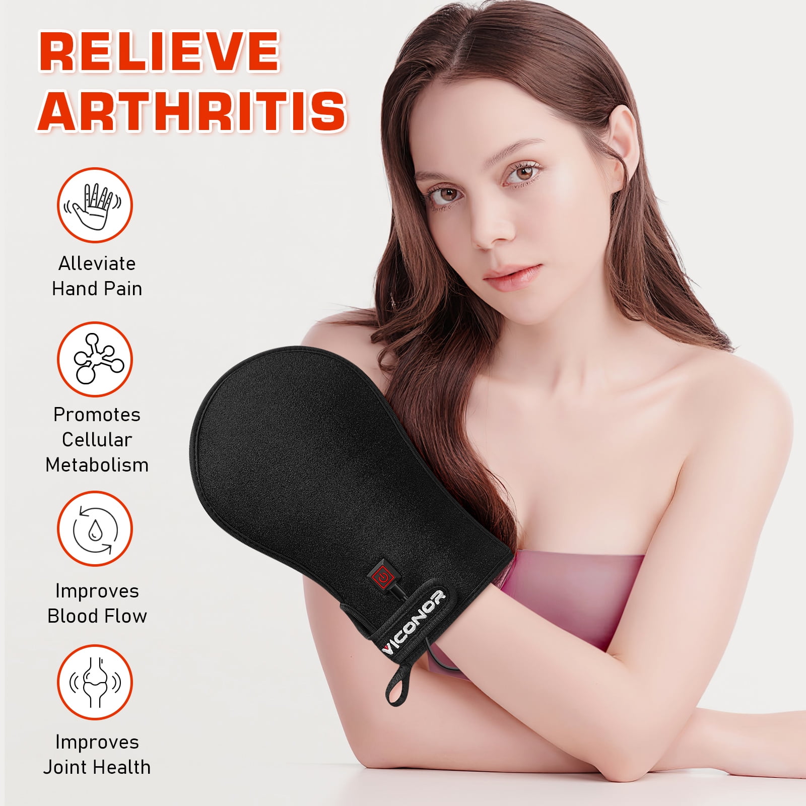 Red Light Therapy Device for Hands, Infrared-Light-Therapy-Gloves Finger Wrist, Led Near Infrared Carpal Tunnel