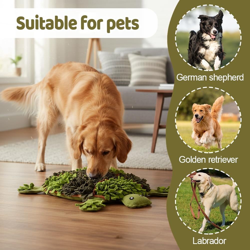 Dogs Snuffle Mat, 31.5×31.5Inch Turtle-Shaped Pet Sniffing Feeding Mat, Non-Slip Interactive Feeding Mats for Large Breeds