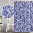 thumbnail image 4 of Purple Navy Blue Shower Curtain Set - Small 36" x 72" Washable Bathtub Curtain with 12 Hooks, Retro Botanical Abstract Art Waterproof Fabric Stall Shower Curtains for Bathroom/Bathtub Décor, 4 of 6