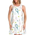 thumbnail image 1 of Cauagu Raquettes de Tennis Mignonnes pour Femmes Robes d'Été, Robes Sans Manches Décontractées de Vacances Robes à Col Rond avec 2 Poches, 1 of 7