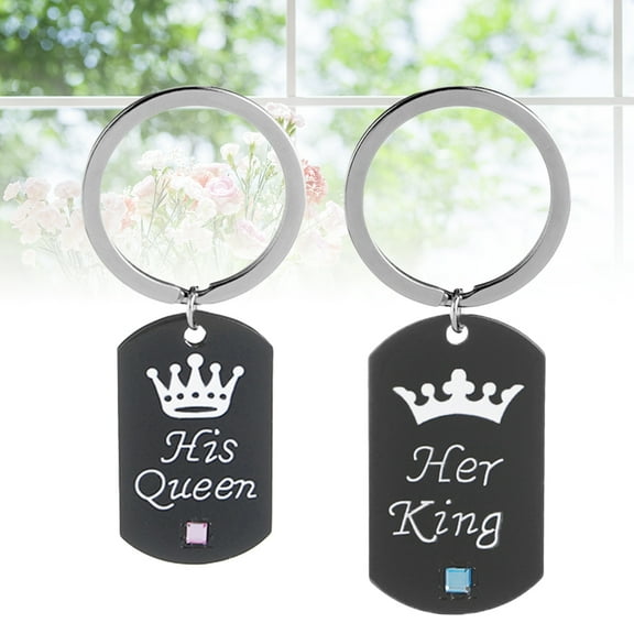 LEORX Black Alloy Key Ring with Crown Design for Couples Highly Resistant to Scratching and Tarnishing Gift 2 Pieces