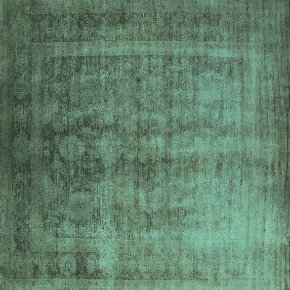 Ahgly Company Indoor Square Oriental Turquoise Blue Industrial Area Rugs, 4' Square