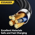 thumbnail image 4 of ESSAGER USB C Cable 480Mbps portátil para iPhone iPad cable de teléfono móvil Hugtrwg Para estrenar, 4 of 9