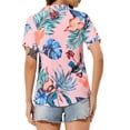 thumbnail image 4 of MODA NOVA Juniors Summer Beach Tropical Floral Button Down Hawaiian Shirts, 4 of 7
