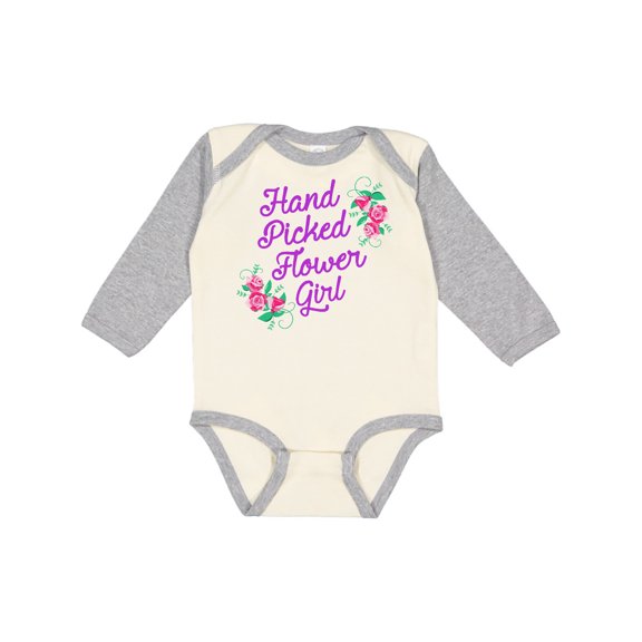 Inktastic Handpicked Flower Girl For Wedding Girls Long Sleeve Baby Bodysuit