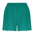 thumbnail image 5 of up to 60% off Gifts Usmixi Womens High Waist Drawstring Shorts Casual Solid Plus Size Ruffle Trim Wide Leg Short Pants Summer Breathable Cotton Linen Shorts with Pocket Green l, 5 of 6