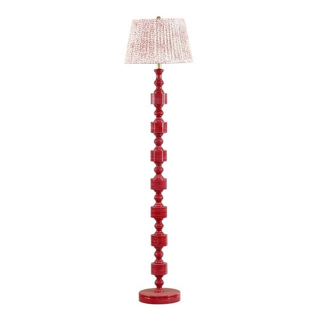 Pemberly Row Contemporary Accent High Gloss Pink Spotted Floor Lamp